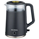 Cana fierbator HAUSBERG HB-3619NG, 1500 - 1800W, capacitate 2L, Anti-uscare, Oprire automata, Material Inox, sticla + plastic Negru