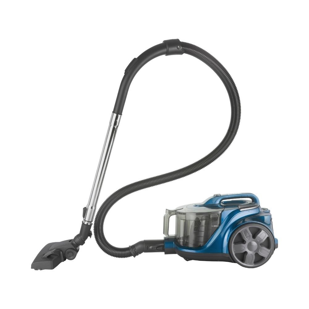 Aspirator fara sac HAUSBERG HB-2821BL, 1200-1800W, multiciclon, aspirare uscata, capacitate 3 litri, filtru HEPA, control viteza, derulator automat cablu, Bleu-Negru