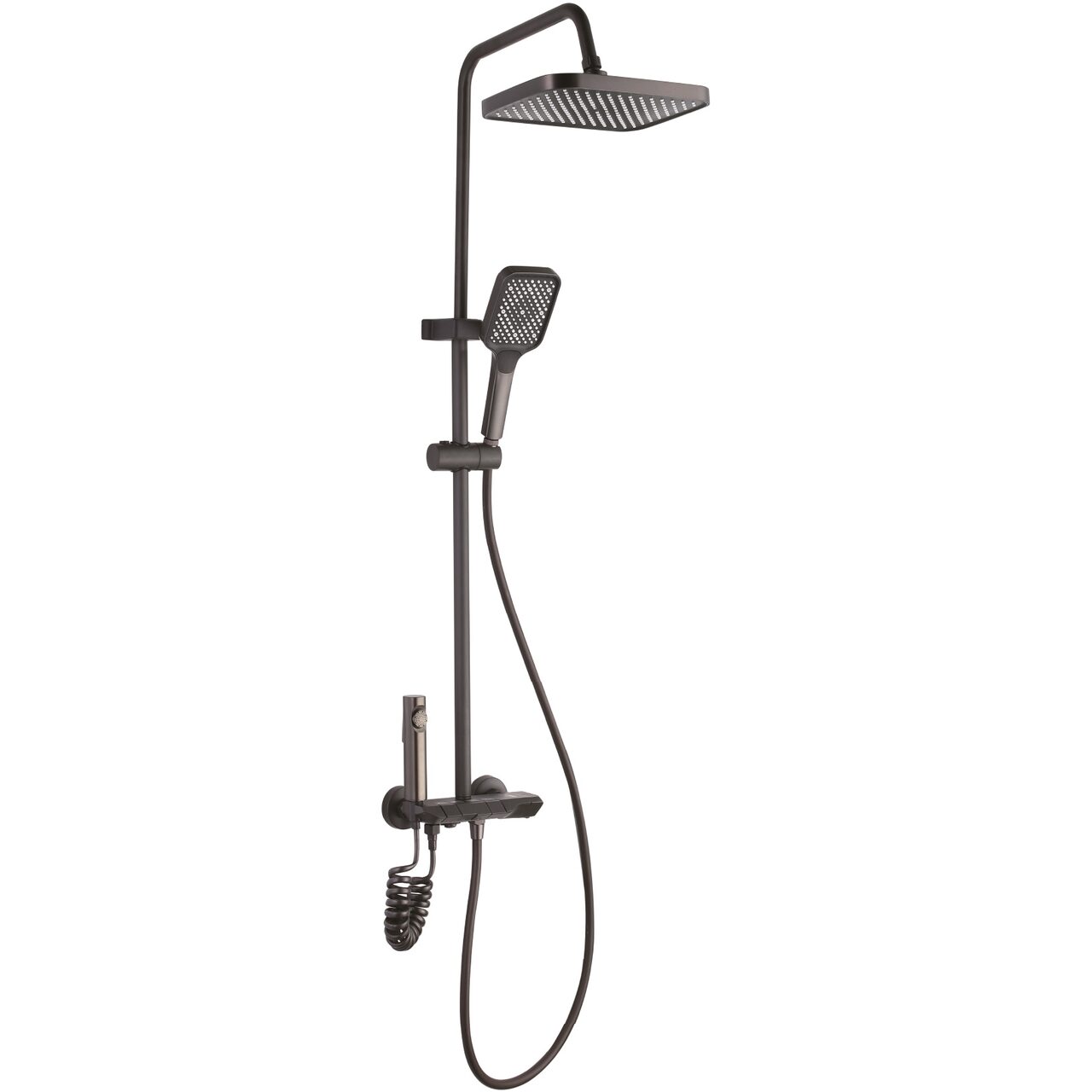 Set dus cu Afisaj Digital Freddo SN-5022NG, 4 Setari Dus, Pulverizator dus Detasabil, Efect de Ploaie, Metal-Zinc, Gri