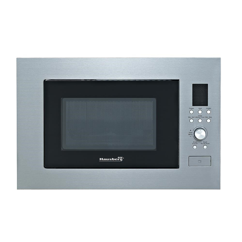 Cuptor cu microunde incorporabil Hausberg HB-8070IN, 25 l, Putere nominală de ieșire a cuptorului cu microunde: 900W, putere de intrare: 1400W, putere grătar: 1000W, Grill, Control digital, Argintiu
