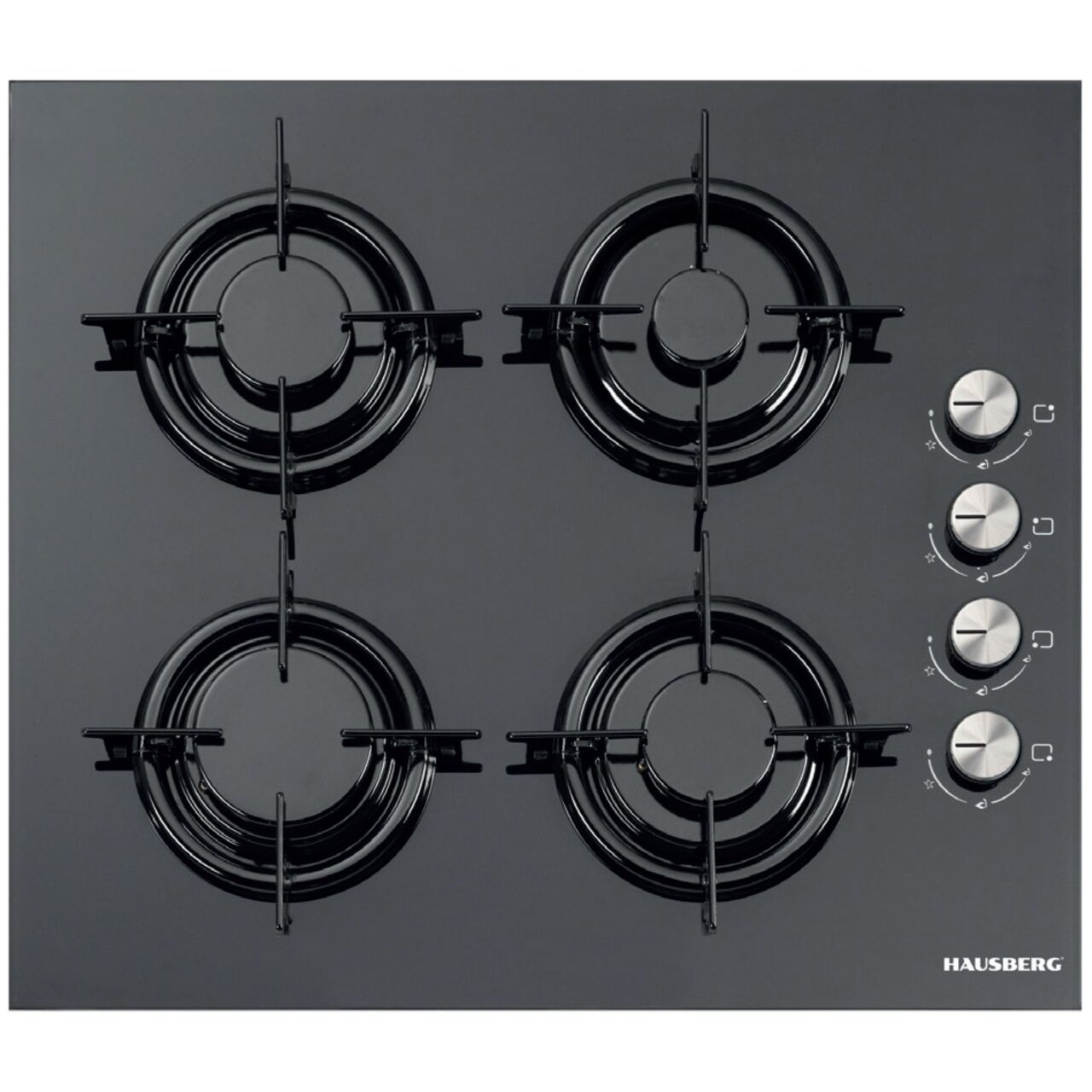 Plita incorporabila Hausberg HB-563, Gaz, 4 arzatoare, Negru