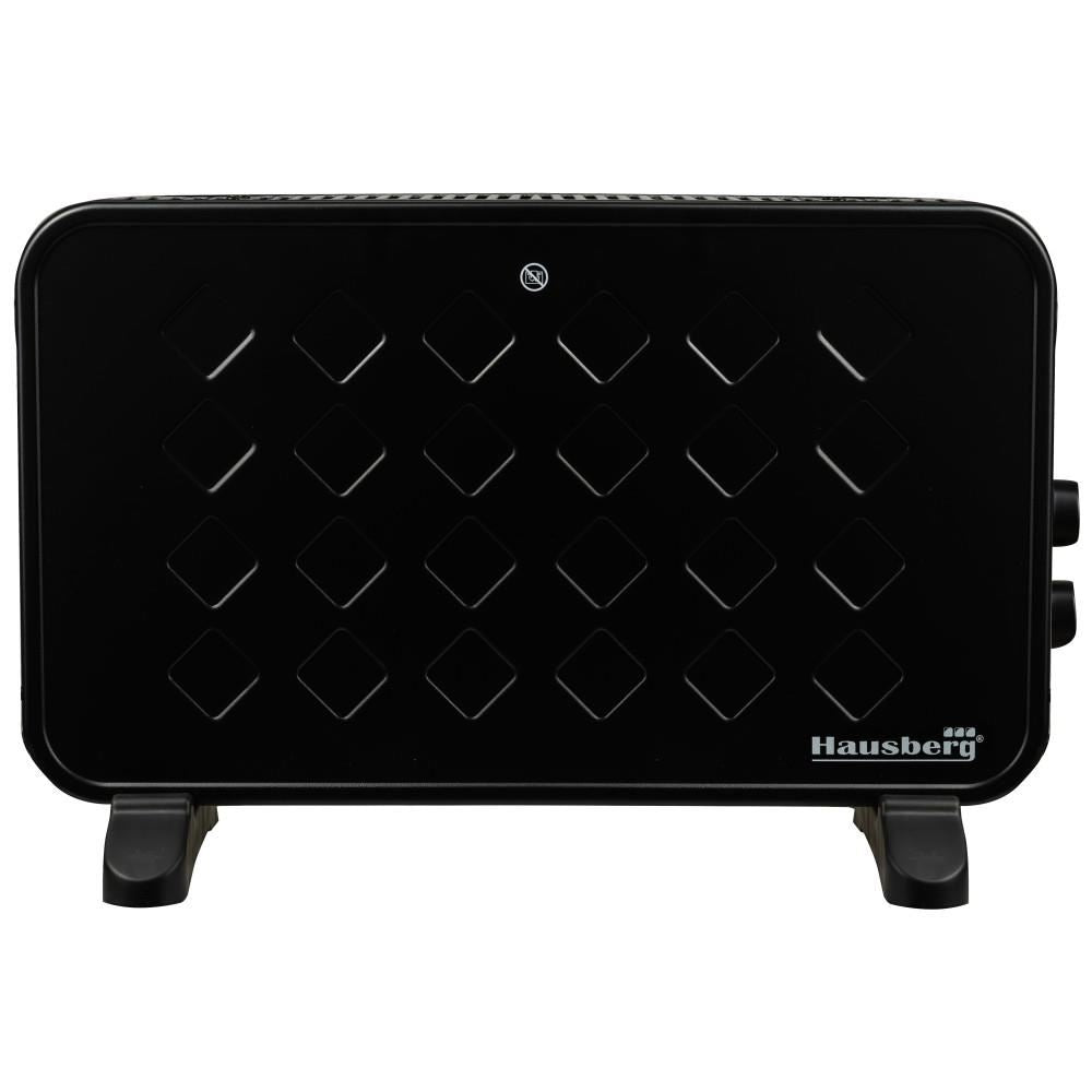 Convector electric Luxury HAUSBERG HB-8220, 2000W, 2 trepte de putere, termostat, protectie supraincalzire, indicator luminos, functie Turbo, Negru
