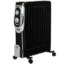 Calorifer electric Hausberg HB-8920NG, 2500 W, 11 elementi, 3 nivele de putere, termostat reglabil, Negru