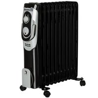 Calorifer electric Hausberg HB-8920NG, 2500 W, 11 elementi, 3 nivele de putere, termostat reglabil, Negru