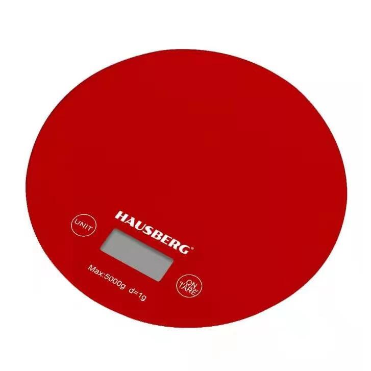 Cantar de bucatarie Hausberg HB-6010RS, 5kg Functie Tara, Oprire automata, Rosu