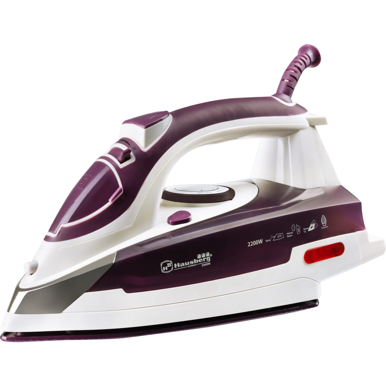 Fier de calcat Hausberg HB-7809MR, Ultra Slide, Talpa Ceramica, 2300W, 390ml, Alb/Maro