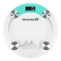 Cantar corporal HAUSBERG HB-6000BL, display LCD, inchidere automata, indicator baterie, 180 kg, Sticla transaparenta, Bleu