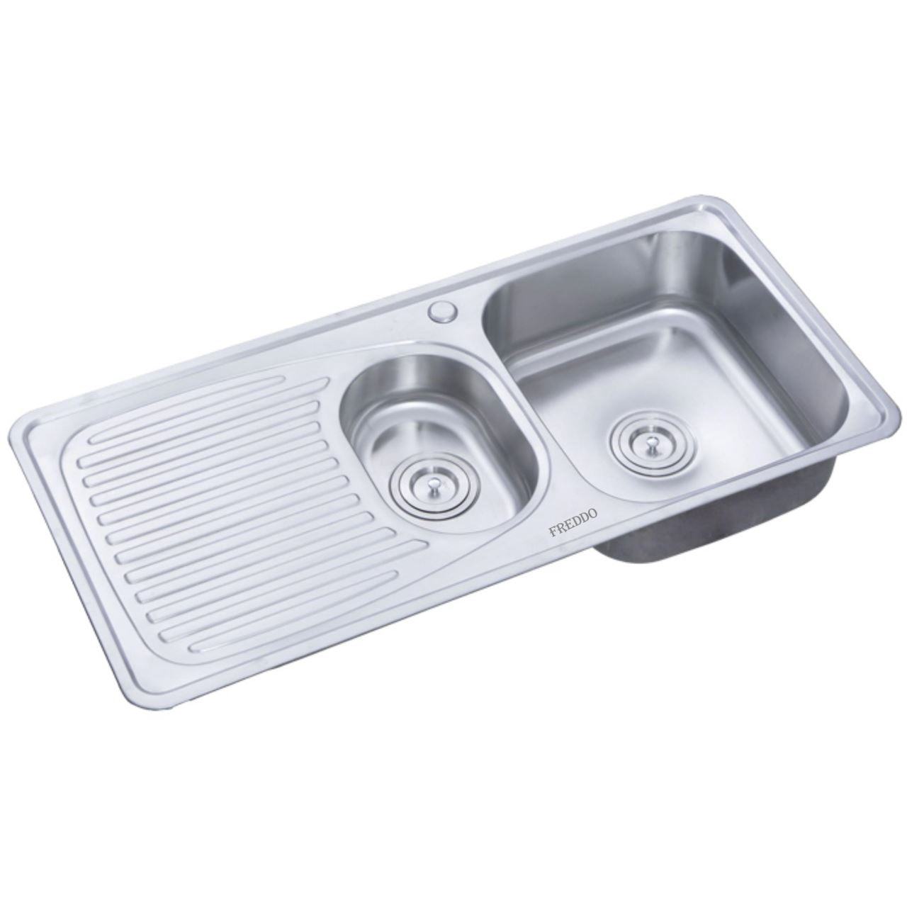 Chiuveta inox Freddo SN9011D, 2 cuve dreapta, finisaj anticalcar, scurgere Q90, dimensiune 100 x 50 cm, adancime 18 cm