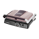 Grill electric Hausberg HB633RS, 2000-2200 W, placi antiaderente, suprafata de gatire 30x24.5 cm, termostat, Rosu